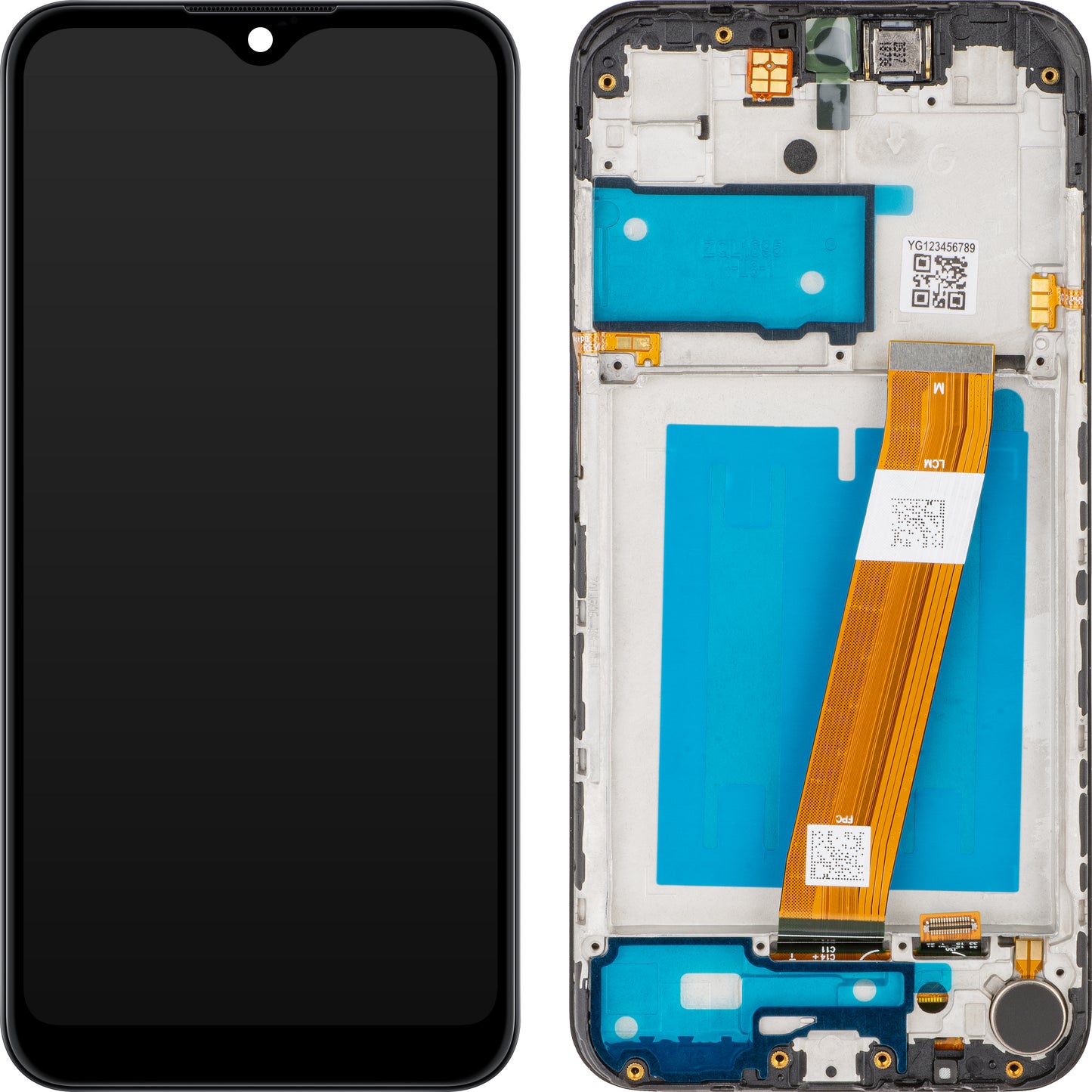 Wyświetlacz z ekranem dotykowym MP kompatybilny z Samsung Galaxy A01 A015, z ramką, wersja nieeuropejska, czarny
