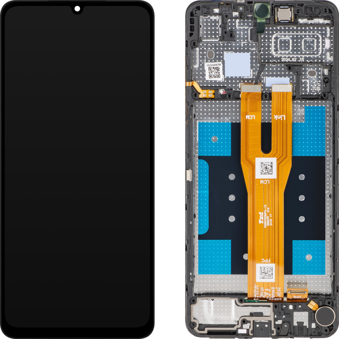 Wyświetlacz z ekranem dotykowym MP kompatybilny z Samsung Galaxy A06 A065, z ramką, czarny