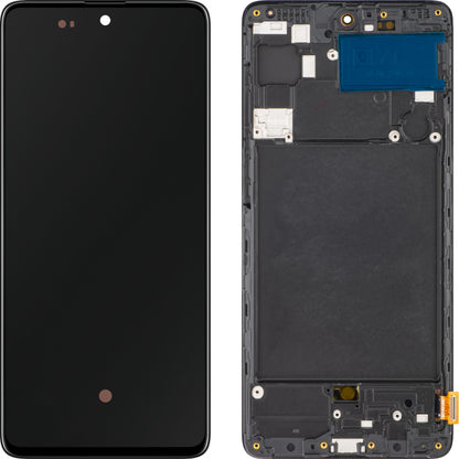 Wyświetlacz z ekranem dotykowym MP kompatybilny z Samsung Galaxy A71 A715, z ramką, wersja OLED, czarny, swap