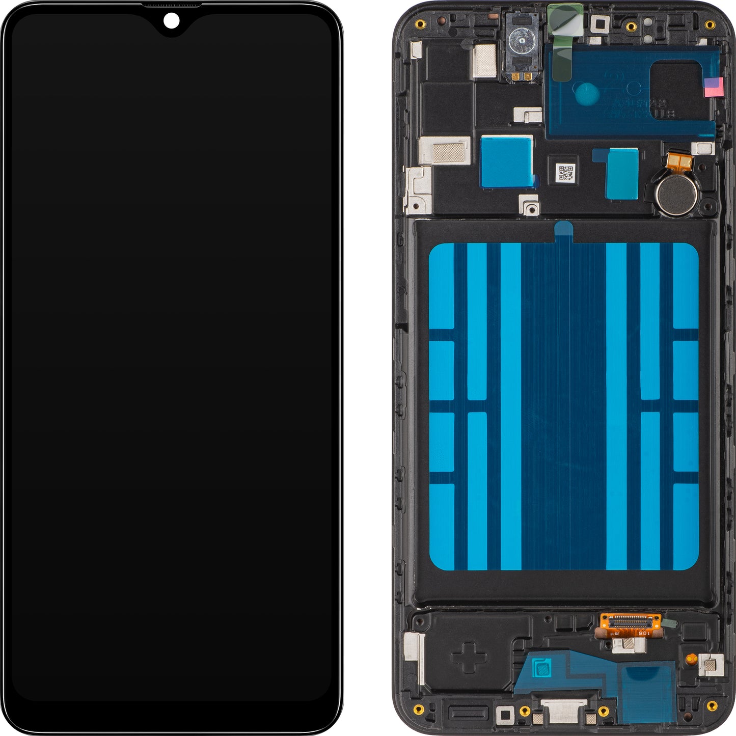 Wyświetlacz z ekranem dotykowym MP kompatybilny z Samsung Galaxy A20 A205, z ramką, czarny