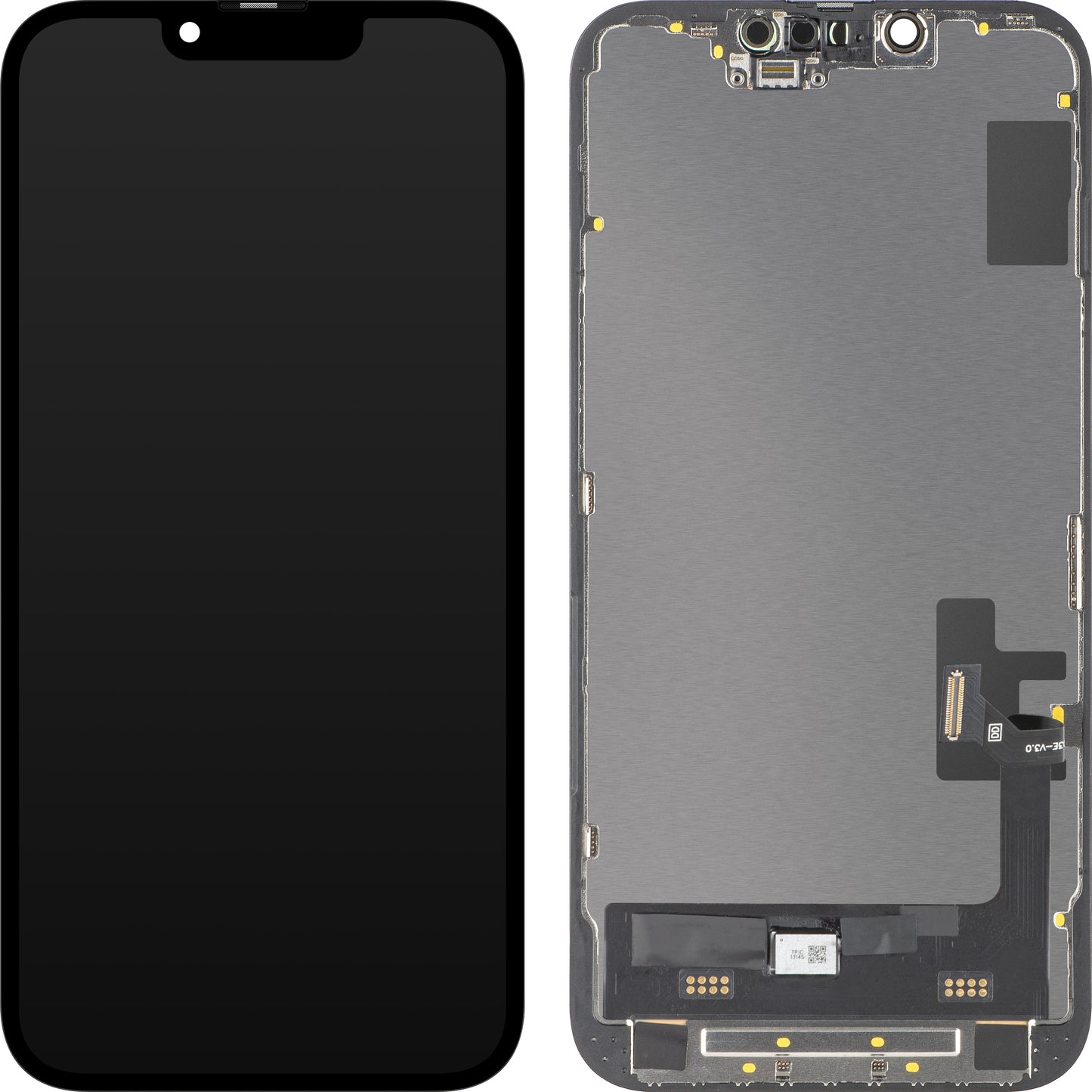 Wyświetlacz z ekranem dotykowym MP kompatybilny z Apple iPhone 14, z ramką, wersja Soft OLED FHD Diagnostic, Czarny