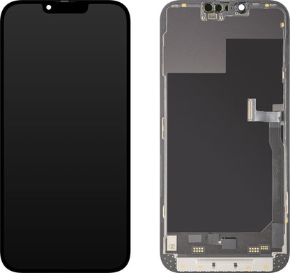 Wyświetlacz z ekranem dotykowym MP kompatybilny z Apple iPhone 13 Pro Max, z ramką, Wersja Soft OLED 120Hz FHD Diagnostic, Czarny