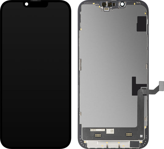 Wyświetlacz z ekranem dotykowym MP kompatybilny z Apple iPhone 14 Plus, z ramką, wersja Soft OLED FHD IC Movable, Czarny