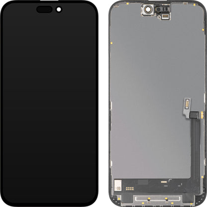 Wyświetlacz z ekranem dotykowym MP kompatybilny z Apple iPhone 16 Plus, z ramką, wersja Soft OLED IC Movable FHD, Czarny