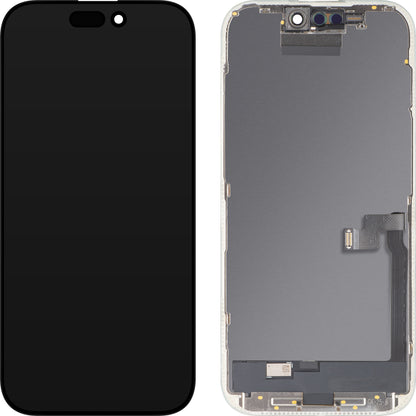 Wyświetlacz z ekranem dotykowym MP kompatybilny z Apple iPhone 16 Pro, z ramką, wersja OLED FHD IC Movable, czarny