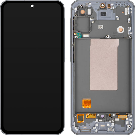 Wyświetlacz z ekranem dotykowym MP kompatybilny z Samsung Galaxy A56 A566, z ramką, wersja OLED, czarny