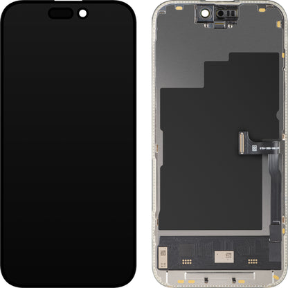 Wyświetlacz z ekranem dotykowym MP kompatybilny z Apple iPhone 15 Pro, z ramką, wersja Soft OLED FHD 120Hz Diagnostic, Czarny