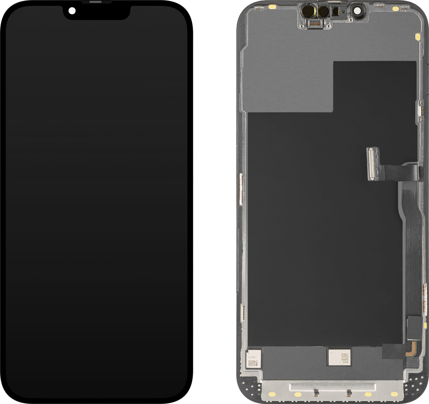 Wyświetlacz z ekranem dotykowym MP kompatybilny z Apple iPhone 13 Pro Max, z ramką, wersja OLED FHD Diagnostic, czarny