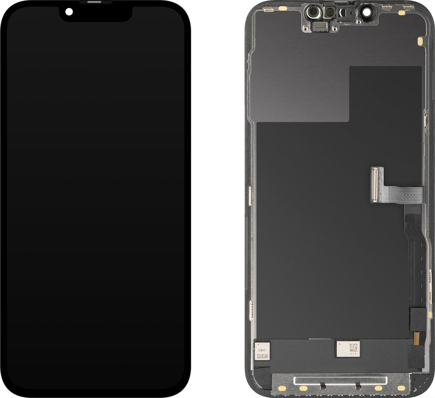 Wyświetlacz z ekranem dotykowym MP kompatybilny z Apple iPhone 13 Pro, z ramką, wersja OLED FHD Diagnostic, czarny