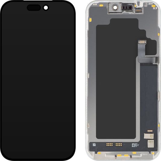 Wyświetlacz z ekranem dotykowym MP kompatybilny z Apple iPhone 17 Pro, z ramką, wersja Soft OLED FHD 120Hz IC Movable, czarny