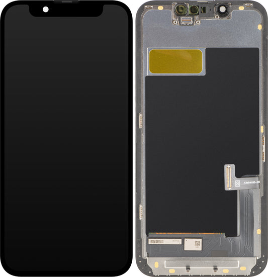 Wyświetlacz z ekranem dotykowym MP kompatybilny z Apple iPhone 13 mini, z ramką, wersja OLED FHD IC Movable, Czarny