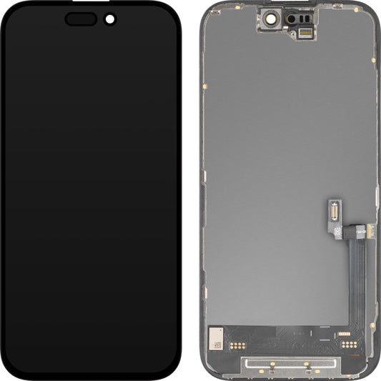 Wyświetlacz z ekranem dotykowym MP kompatybilny z Apple iPhone 16, z ramką, wersja Soft OLED FHD 120Hz IC Movable, Czarny