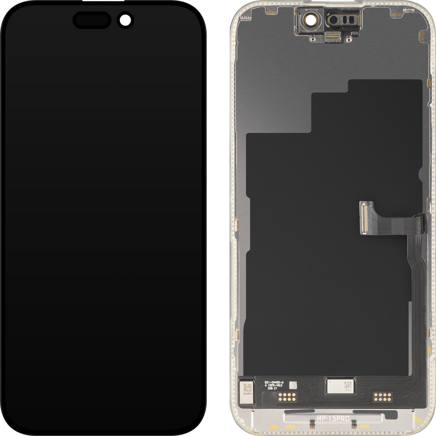 MP Touchscreen Display compatible with Apple iPhone 15 Pro, with Frame, Premium Soft OLED FHD 120Hz Diagnostic Version, Black