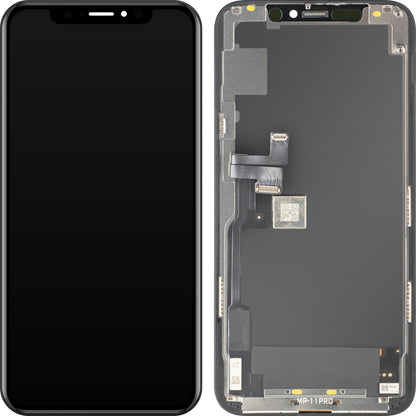 Wyświetlacz z ekranem dotykowym MP kompatybilny z Apple iPhone 11 Pro, z ramką, wersja OLED FHD IC Movable, czarny