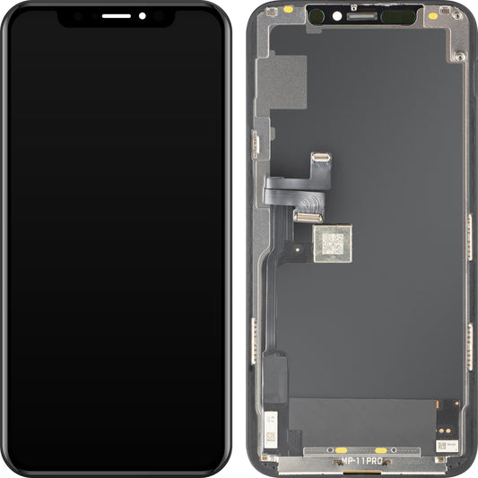 Wyświetlacz z ekranem dotykowym MP kompatybilny z Apple iPhone 11 Pro, z ramką, wersja OLED FHD IC Movable, czarny