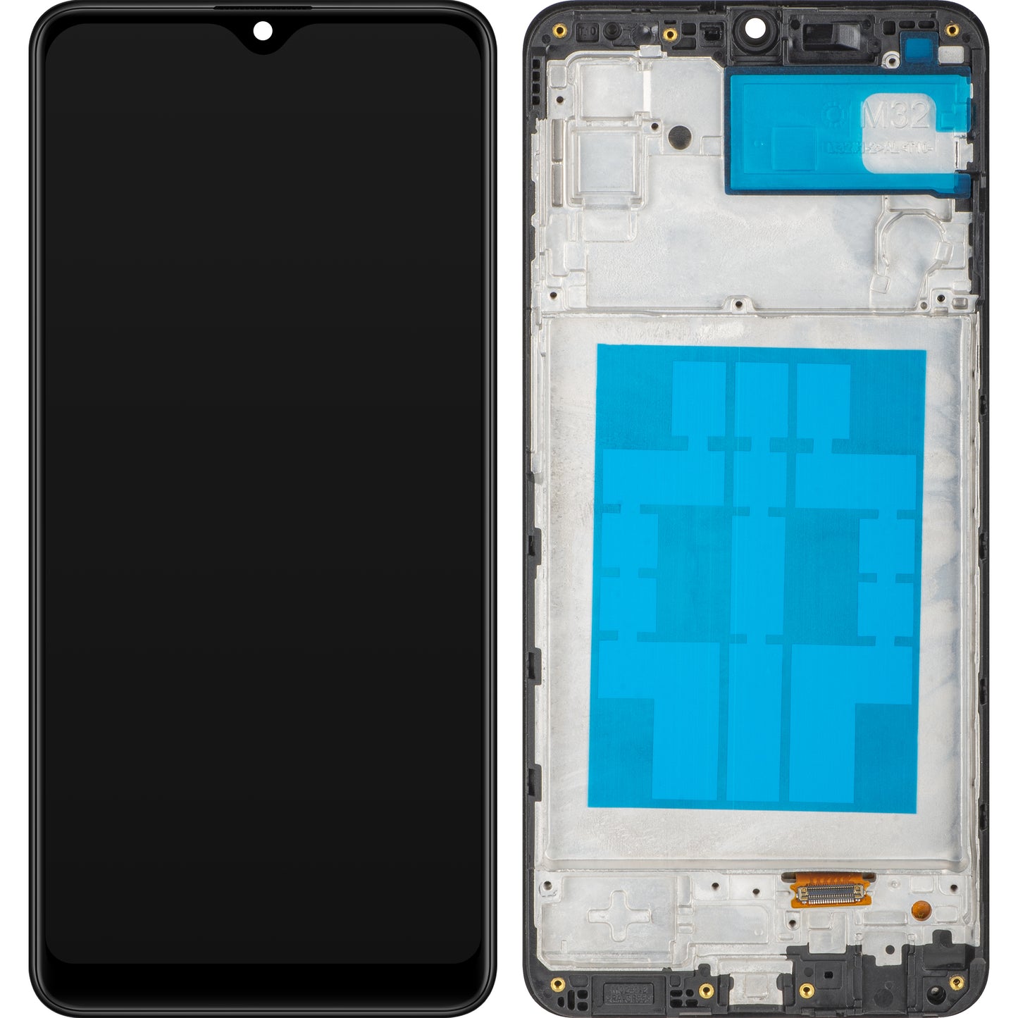 Wyświetlacz z ekranem dotykowym MP kompatybilny z Samsung Galaxy M32 M325, z ramką, czarny
