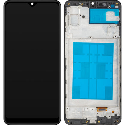 Wyświetlacz z ekranem dotykowym MP kompatybilny z Samsung Galaxy M32 M325, z ramką, czarny