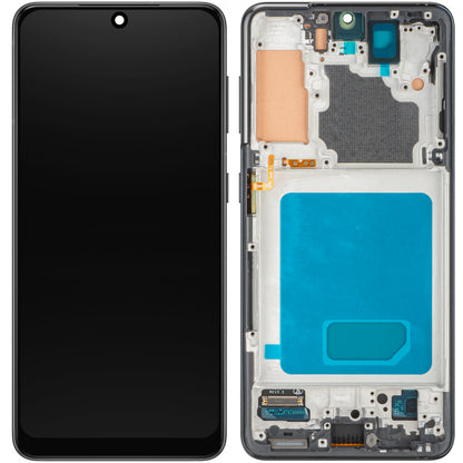 Wyświetlacz z ekranem dotykowym MP kompatybilny z Samsung Galaxy S21 5G G991, z ramką, czarny