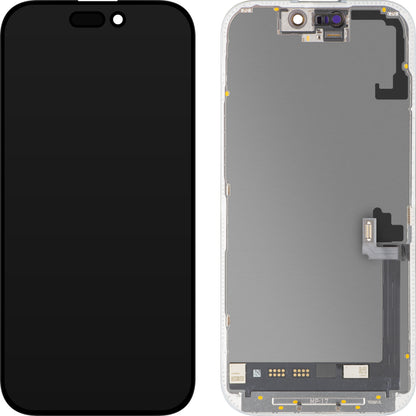 Wyświetlacz z ekranem dotykowym MP kompatybilny z Apple iPhone 17, z ramką, wersja oprogramowania OLED FHD 120Hz diagnostyczna, czarny