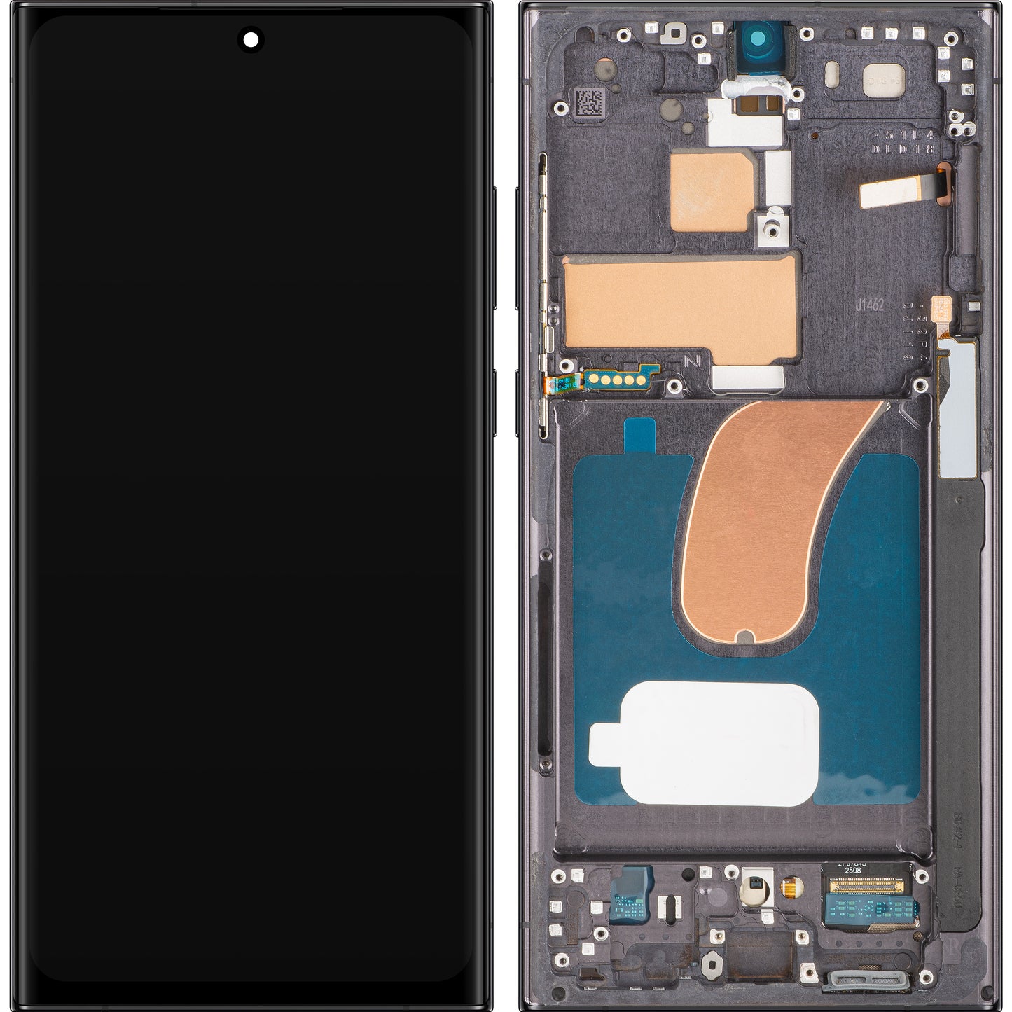 Wyświetlacz z ekranem dotykowym MP kompatybilny z Samsung Galaxy S23 Ultra S918, z ramką, wersja OLED, czarny, wymiana