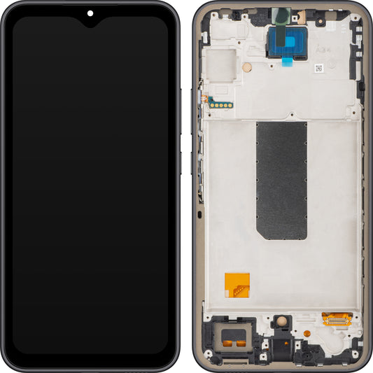 Wyświetlacz z ekranem dotykowym MP kompatybilny z Samsung Galaxy A34 A346, z ramką, czarny (grafitowy), ponownie zapakowany