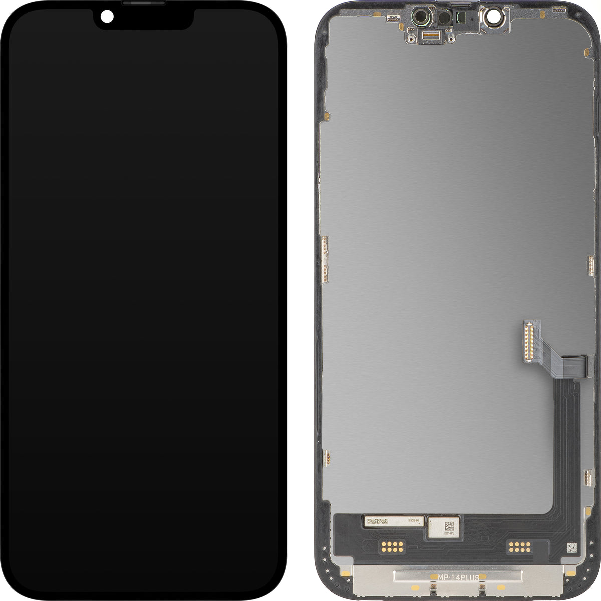 Wyświetlacz z ekranem dotykowym MP kompatybilny z Apple iPhone 14 Plus, z ramką, wersja Premium Soft OLED FHD 120Hz diagnostyczny, czarny