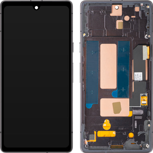 Wyświetlacz z ekranem dotykowym MP kompatybilny z Google Pixel 7a, z ramką, wersja OLED, czarny
