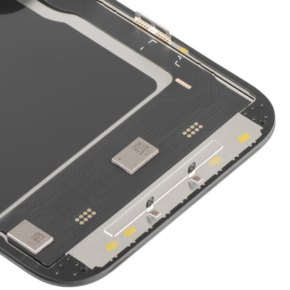 Wyświetlacz z ekranem dotykowym MP kompatybilny z Apple iPhone 14 Pro, z ramką, wersja Soft OLED IC Movable 120Hz FHD, Czarny