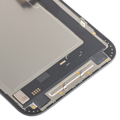 Wyświetlacz z ekranem dotykowym MP kompatybilny z Apple iPhone 16 Plus, z ramką, wersja Soft OLED IC Movable FHD, Czarny