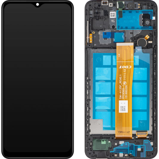 Wyświetlacz dotykowy MP kompatybilny z Samsung Galaxy A12 Nacho A127 / A12 A125, z ramką, czarny 