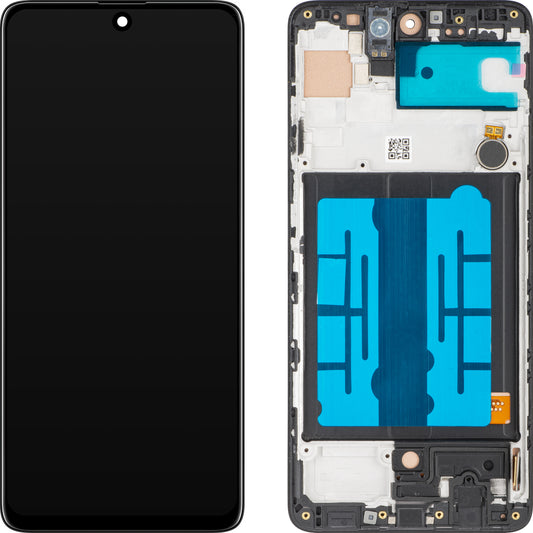 Wyświetlacz dotykowy MP kompatybilny z Samsung Galaxy A51 A515, z ramką, czarny 