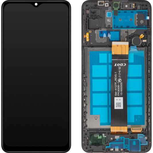 Wyświetlacz dotykowy MP kompatybilny z Samsung Galaxy A12 Nacho A127, z ramką, czarny