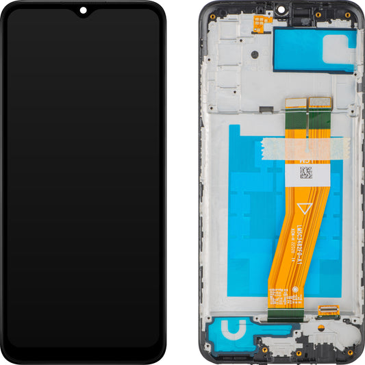 Wyświetlacz z ekranem dotykowym MP kompatybilny z Samsung Galaxy A03s A037, z ramką, wersja F, czarny, wymiana