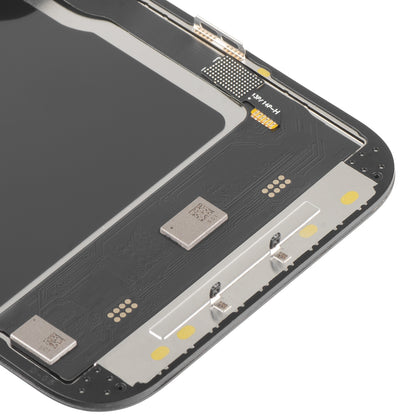 Wyświetlacz z ekranem dotykowym MP kompatybilny z Apple iPhone 14 Pro, z ramką, wersja Soft OLED IC Movable 120Hz FHD, Czarny