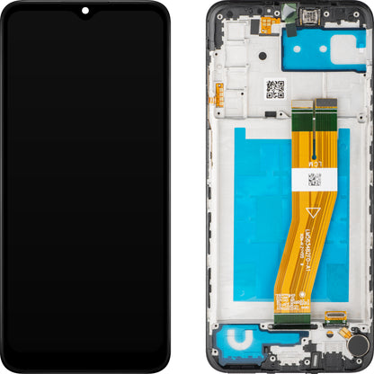 Wyświetlacz MP z ekranem dotykowym kompatybilny z Samsung Galaxy A03s A037, z ramką, wersja F, czarny 