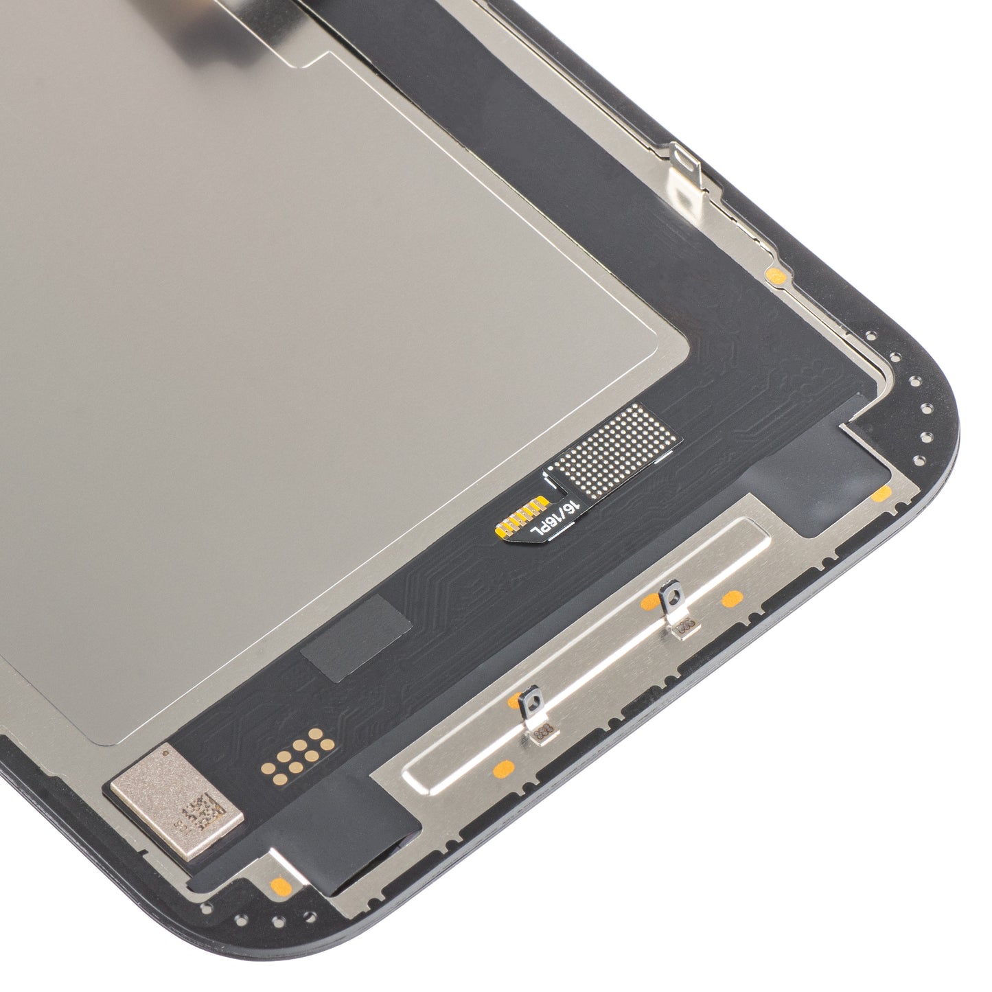 Wyświetlacz z ekranem dotykowym MP kompatybilny z Apple iPhone 16 Plus, z ramką, wersja Soft OLED IC Movable FHD, Czarny