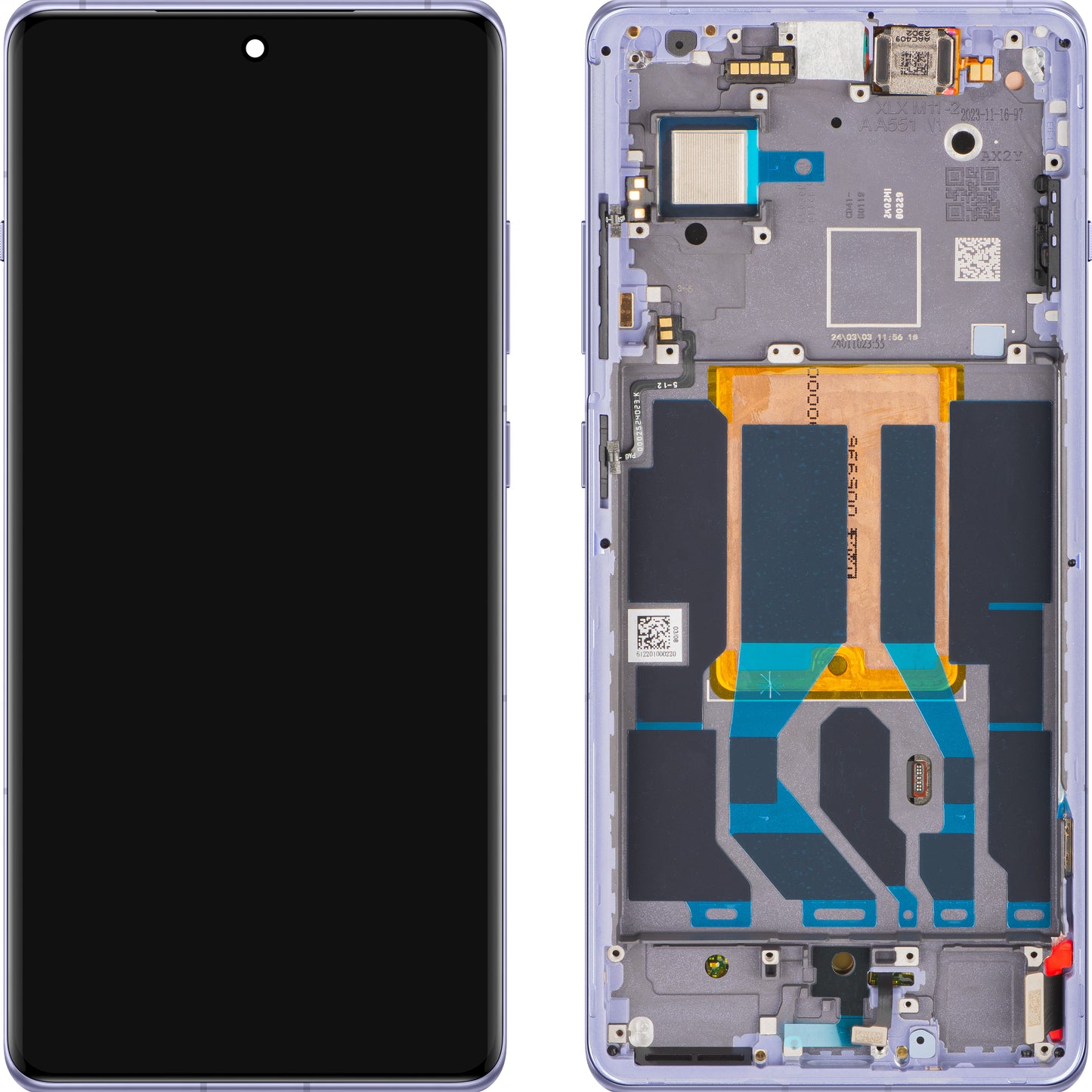 Wyświetlacz z ekranem dotykowym OnePlus 12R, z ramką, Fioletowy (Electric Violet), Zestaw serwisowy 621029000159
