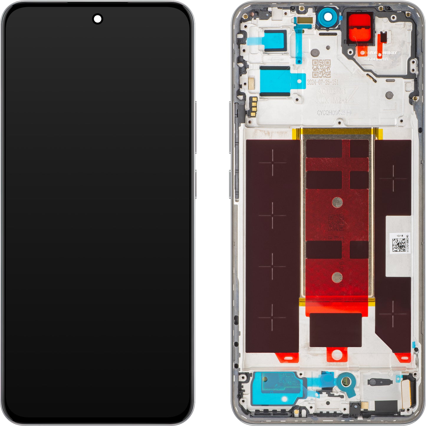 Wyświetlacz z ekranem dotykowym Oppo Reno12 Pro, z ramką, Fioletowy (Nebula Silver), Service Pack 621029000217
