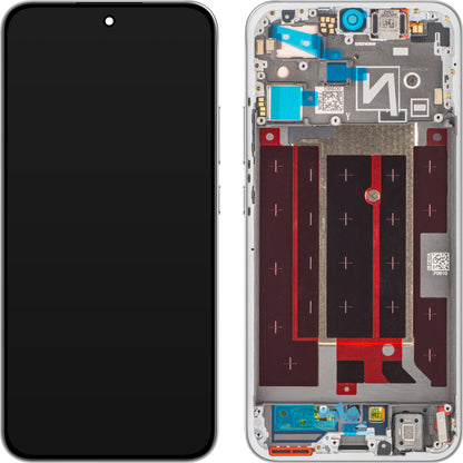 Wyświetlacz z ekranem dotykowym Oppo Reno14, z ramką, biały (Brilliant White), zestaw serwisowy 621029000603