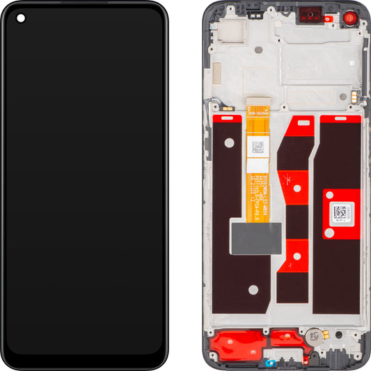 Wyświetlacz z ekranem dotykowym Oppo A55, z ramką, czarny (Starry Black), zestaw serwisowy 4908581