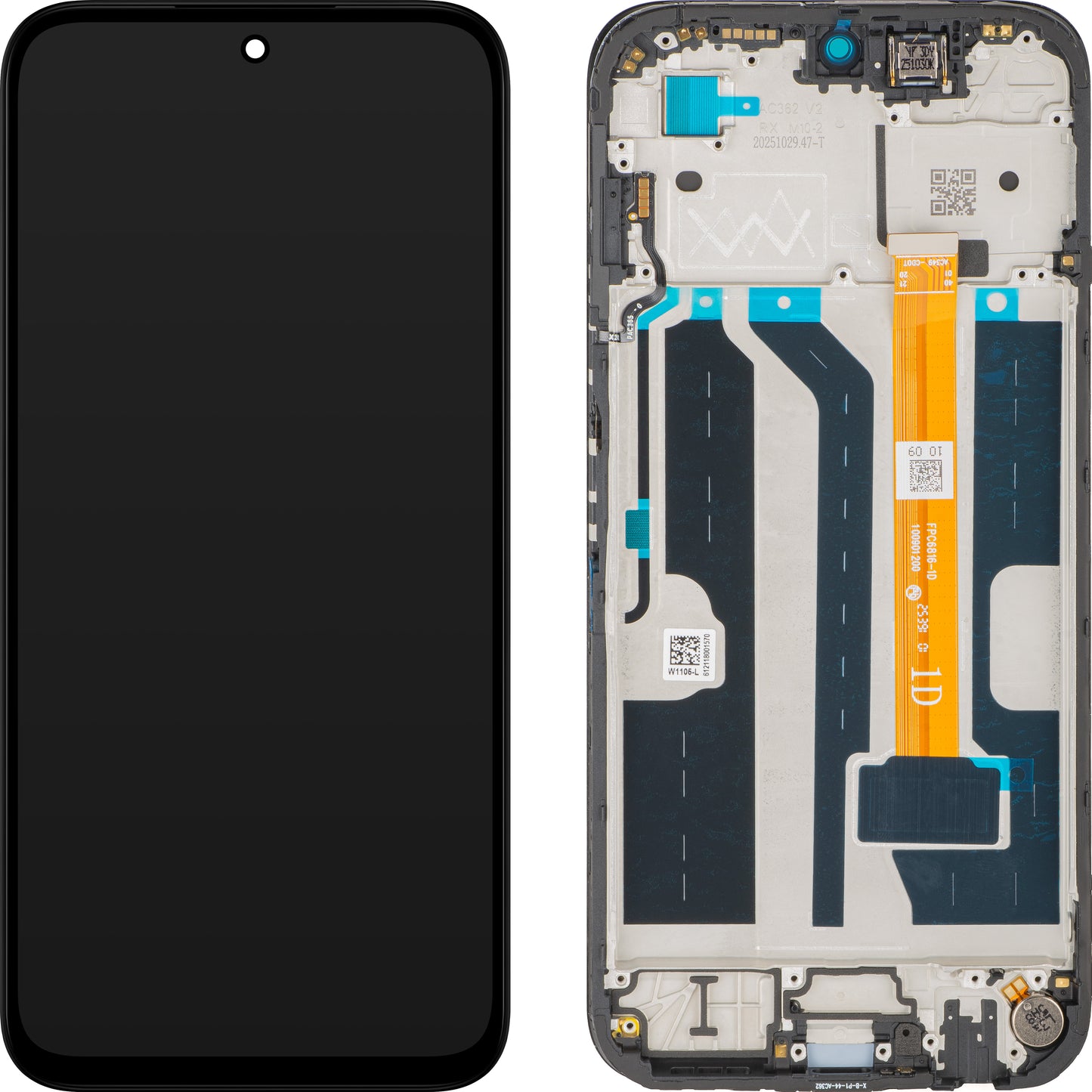 Wyświetlacz z ekranem dotykowym Oppo A6x 4G / A6t 4G / A6c, z ramką, czarny, zestaw serwisowy 621029000765