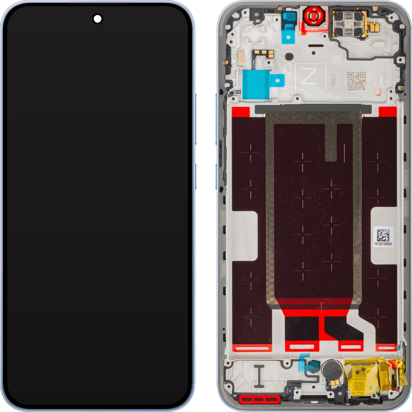 Wyświetlacz z ekranem dotykowym Oppo Reno15 F, z ramką, Niebieski (Aurora Blue), Service Pack 621029000798