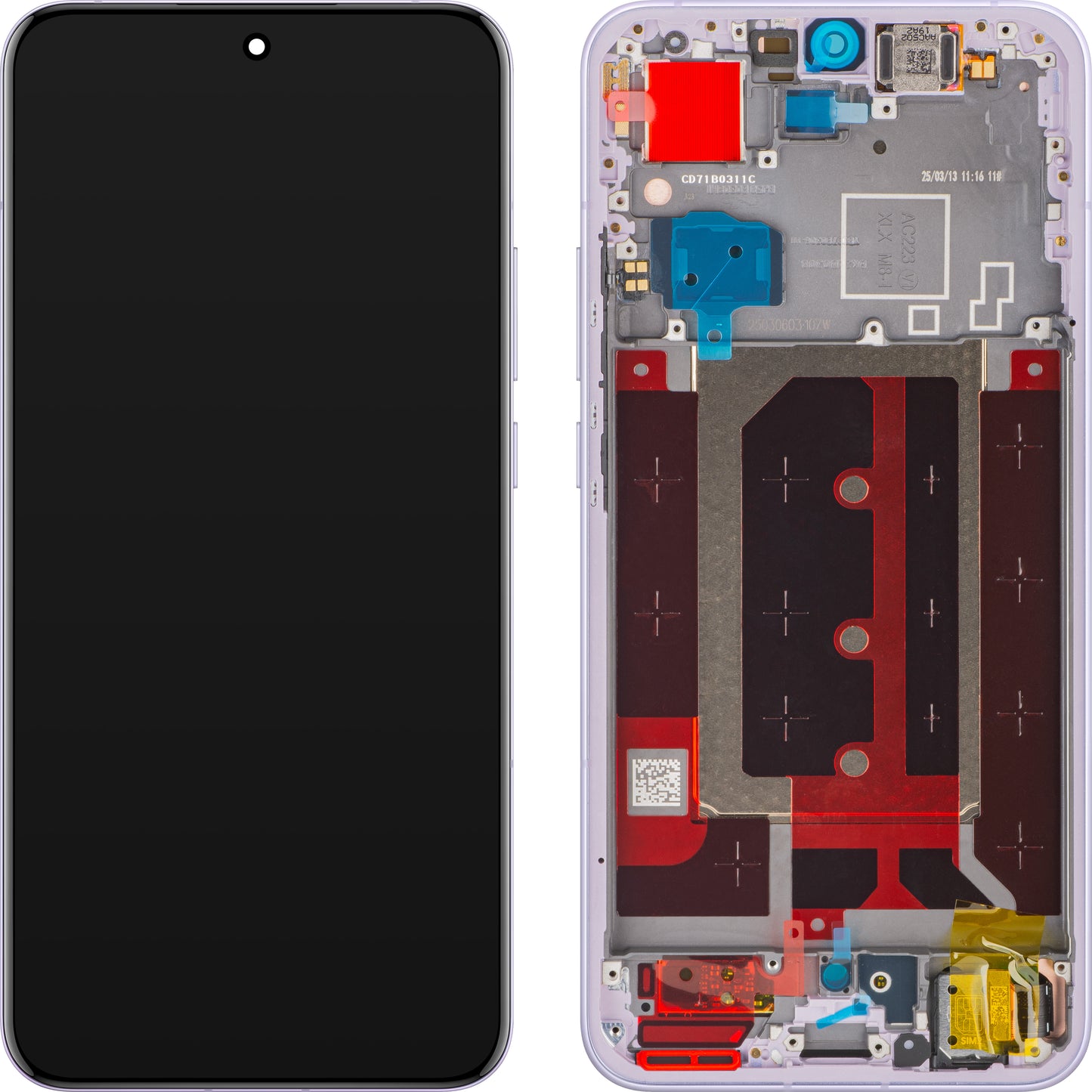 Wyświetlacz z ekranem dotykowym Oppo Reno13 Pro, z ramką, Fioletowy (Plume Purple), Service Pack 621029000383