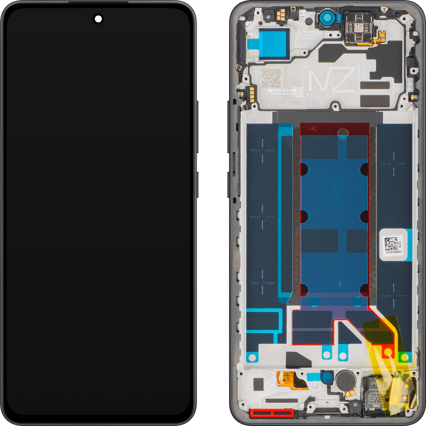 Wyświetlacz z ekranem dotykowym Oppo Reno13 FS 5G / Reno13 F, z ramką, Szary (Graphite Grey), Service Pack 621029000449