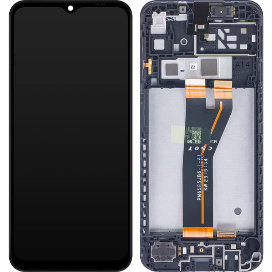 Wyświetlacz dotykowy Samsung Galaxy A14 A145, z ramką, wersja pozaeuropejska, czarny, Service Pack GH82-3111185A