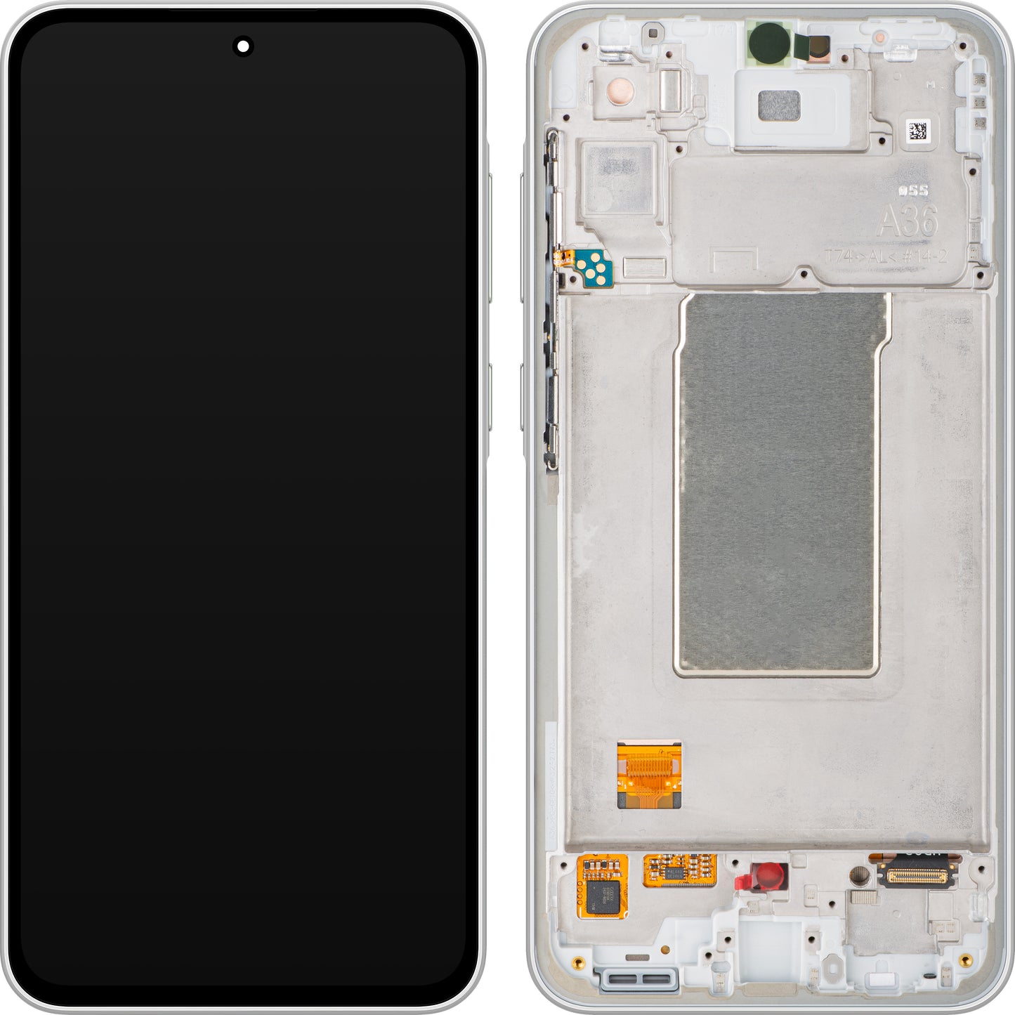 Wyświetlacz z ekranem dotykowym Samsung Galaxy A36 A366, z ramką, biały, zestaw serwisowy GH82-36841B