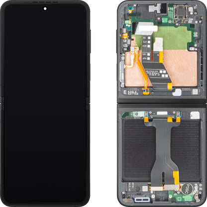 Wyświetlacz z ekranem dotykowym Samsung Galaxy Z Flip6 F741, z ramką, podzespołem wewnętrznym, czarny (Crafted Black), Service Pack GH82-35014E