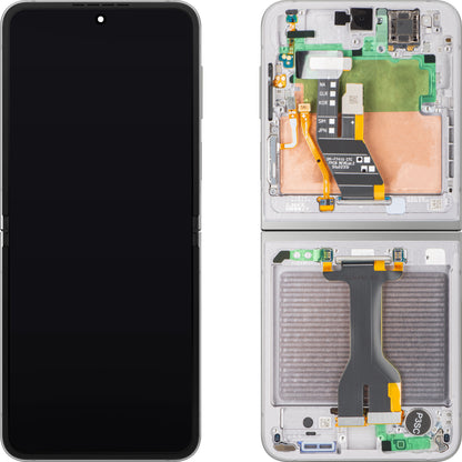 Wyświetlacz z ekranem dotykowym Samsung Galaxy Z Flip6 F741, z ramką, Sub Inner, Srebrny (Silver Shadow), zestaw serwisowy GH82-35013A