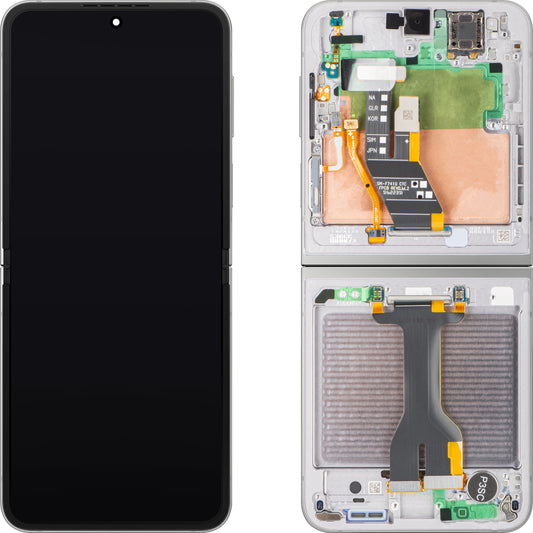 Wyświetlacz z ekranem dotykowym Samsung Galaxy Z Flip6 F741, z ramką, Sub Inner, Srebrny (Silver Shadow), zestaw serwisowy GH82-35013A