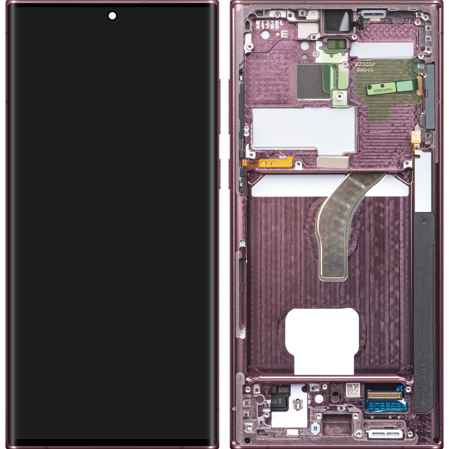 Samsung Galaxy S22 Ultra 5G S908 Touchscreen Display, with Frame, Burgundy, Swap GH82-27488B